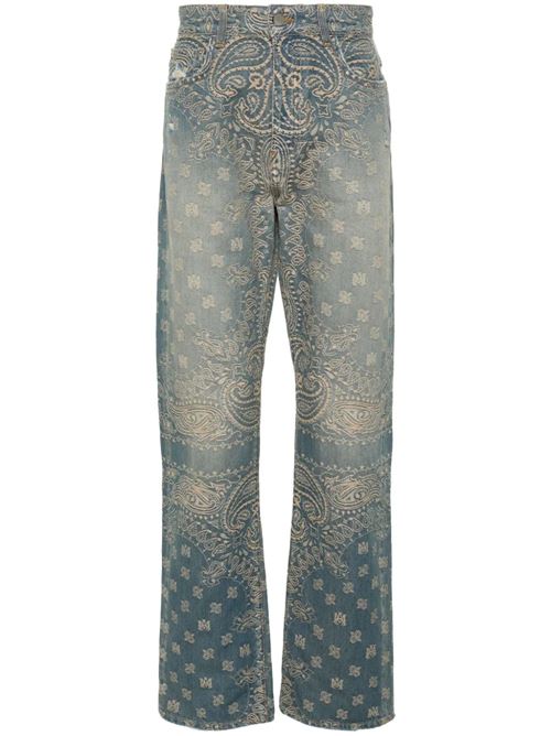 Bandana Jacquard straight jeans AMIRI | PS24MDF005CRAFTED INDIGO